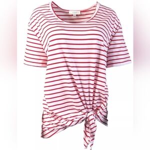 Umgee Relaxed Red and White Tie Front Tee